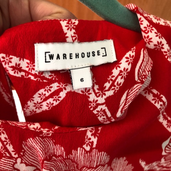 Warehouse London Dress, Floral Red Print, Size 2 - Picture 3 of 9